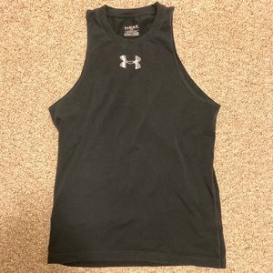 Black Under Armour Heat Gear Cut Off Shirt Sz Med